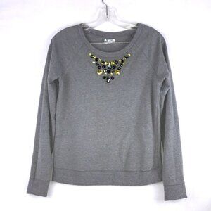 Old Navy Gray Crew Neck Pullover Faux Rhinestone Pullover Sweatshirt Size S P